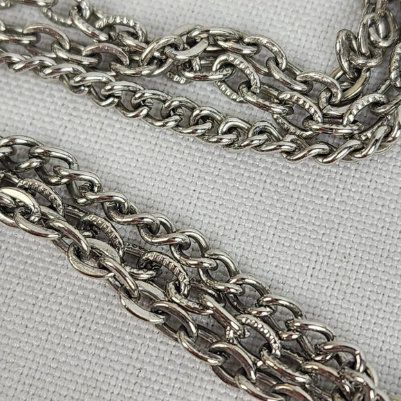 Vintage Silver Tone Pendant Fringe Chain Necklace - Picture 6 of 8